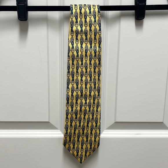 Paolo Gucci Classico Yellow and Blue‎ Equestrian Tie - Picture 1 of 5